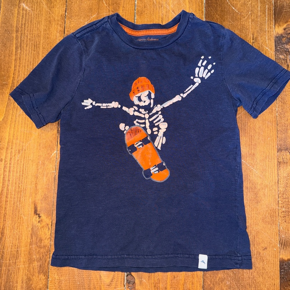 Tommy Bahama Navy and Orange Skeleton Skate Tee